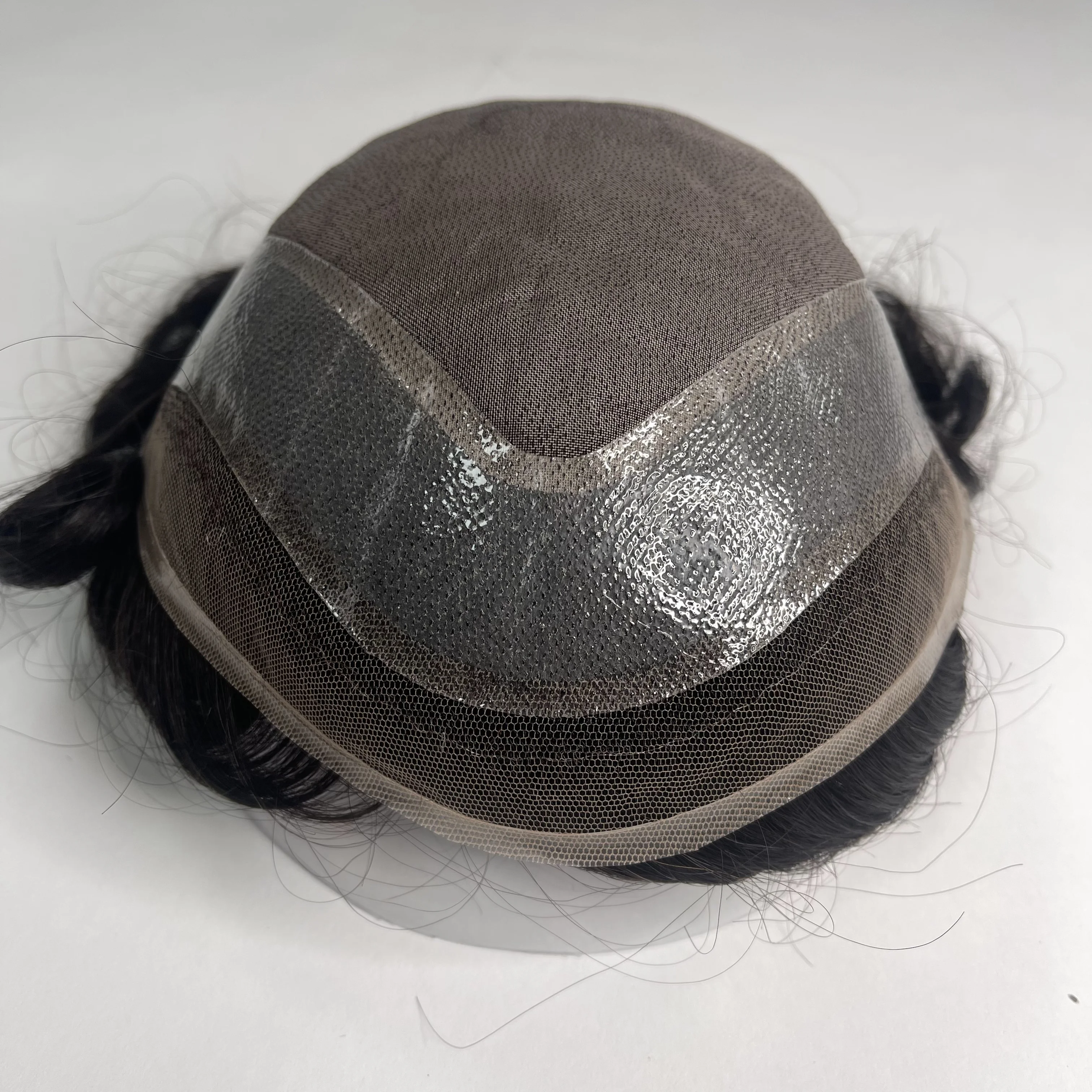 Парик Shy Mono из натуральных человеческих волос, индийские волосы, мужской капиллярный протез, дешевый прочный парик средней плотности для выпадения волос, мужской парик