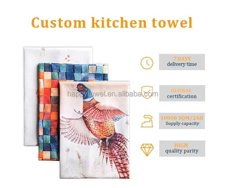 Cotton quick drying soft comfortable wipe easy to clean colorful printed kitchen towel