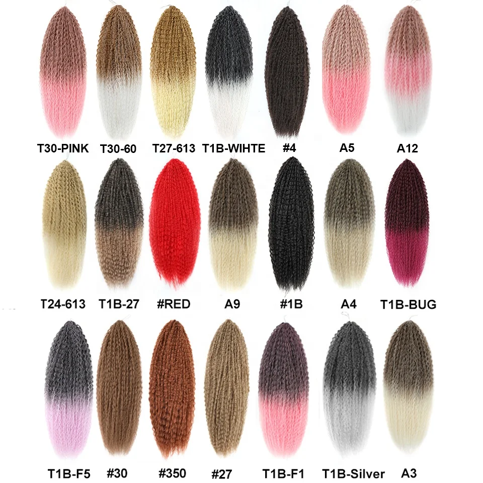 Brazilian Braids High Temperature Fiber Synthetic Ombre Pink Russia Curls Kinky Curly Crochet Braiding Hair Extensions for Women