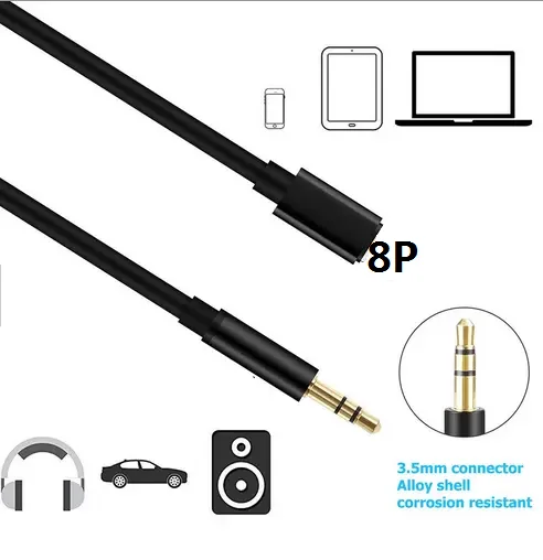 Wholesale Audio Cable Nylon Braid Light ing 3.5mm Headphone Jack Audio AUX Adapter Cable