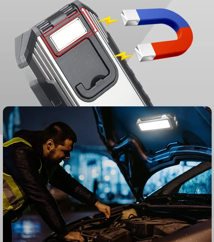 New LED working auto repair light USB charging repair light with magnet stand multi-functional COB strong light flashlight