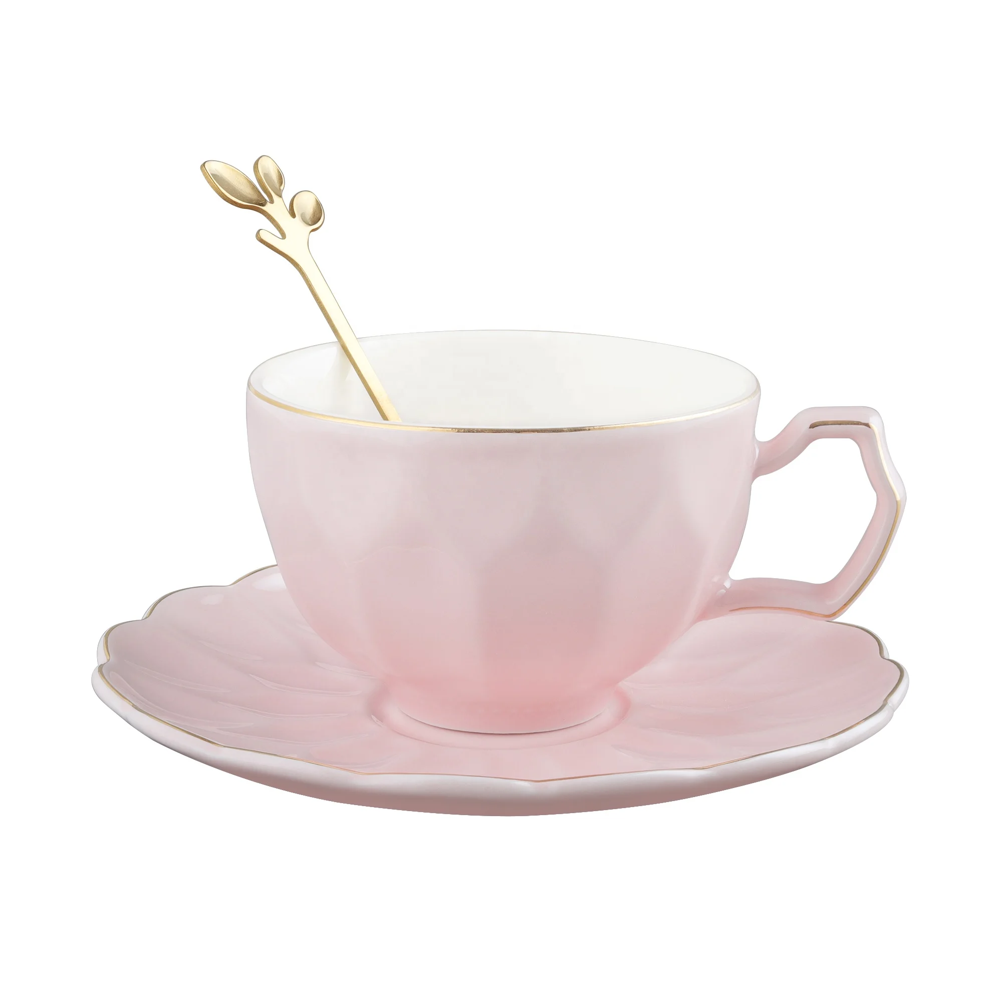 Wholesale Multi-color Vintage Tea Cup with Spoon 200 ml Coffee Cup with Saucer, Porcelain Tea Cup for Espresso, Cappuccino