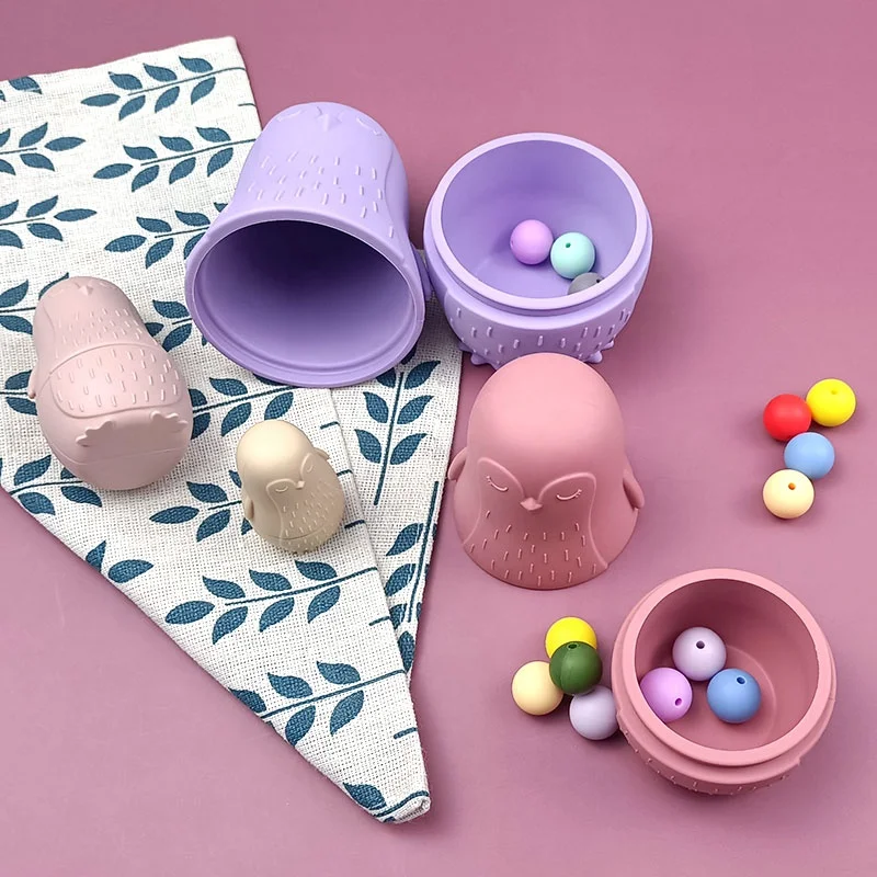 Factory Price Baby Penguin Nesting Dolls Toy Set Cartoon Animal Silicone Doll Kit for Babies and Toddlers The Best Gift For Kids