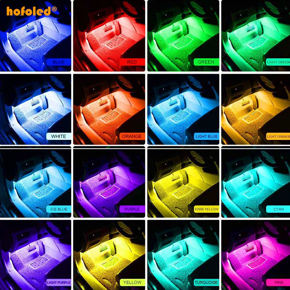 RGB Car LED Strip Lamp Waterproof App Remote Control Car Ambient Light