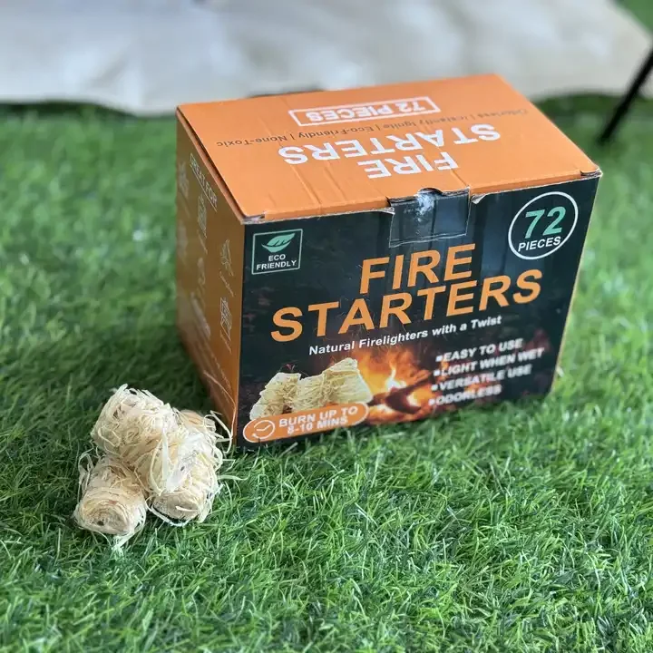 Firelighters Shavings Fire Starter Paraffin Wood Wool BBQ Charcoal Camping Natural Outdoor Wooden Cube Bamboo CHARCOAL 10 Boxes