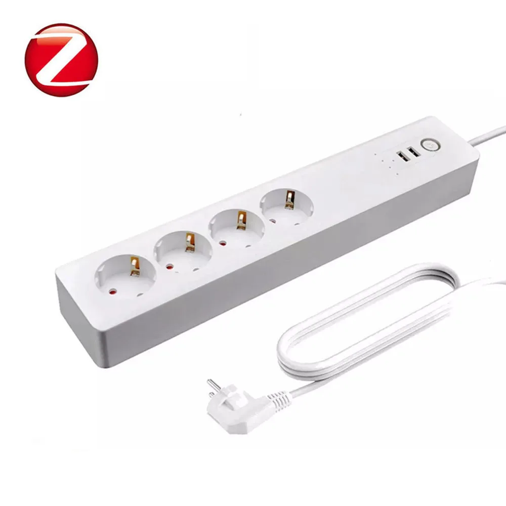 tuya zigbee smart remote control energy saving EU US uk power strip with 4 socket 2 USB fast charging