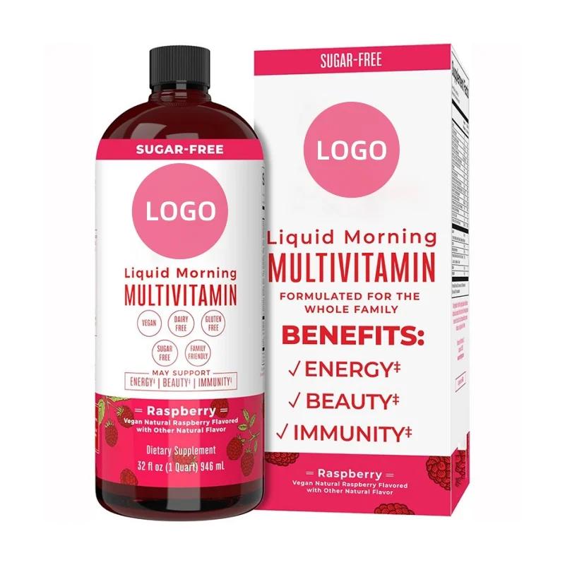 Private Label OEM/ODM Women Multivitamin Liquid Raspberry Flavor Sugar Free Vitamins Supplements Liquid  For Immune Boost