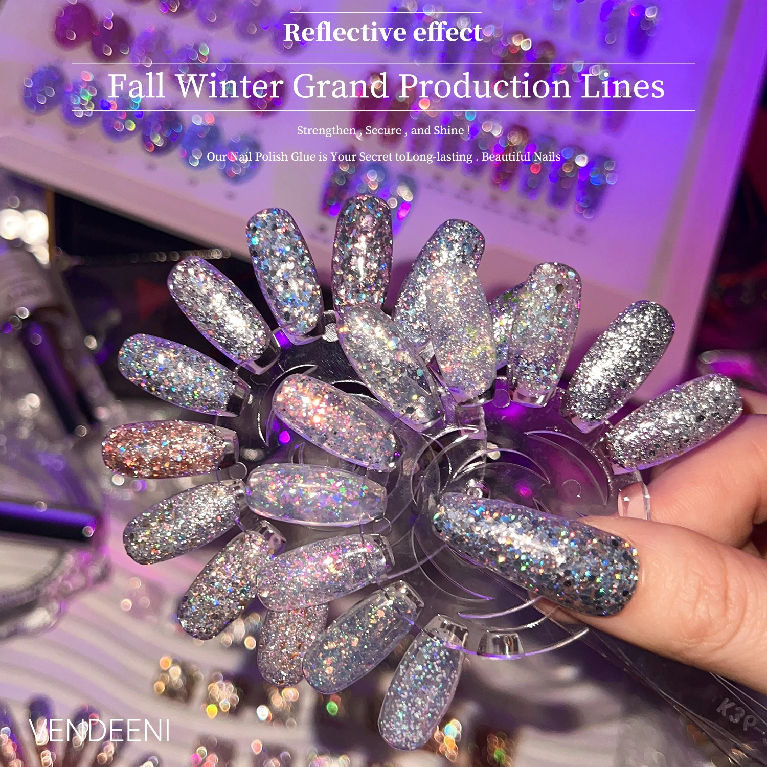 Vendeeni reflective glitter 15 ml uv nail polish 30 colors nail polish set hema free professional uv gel polish nails supplies