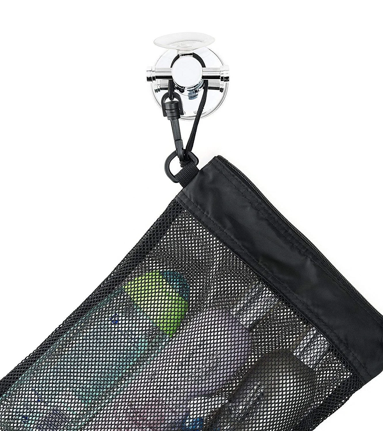 YA SHINE Wholesale Waterproof Black Portable Hanging Mesh Caddy Toiletry Organizer Shower Bag Tote With Suction Cup