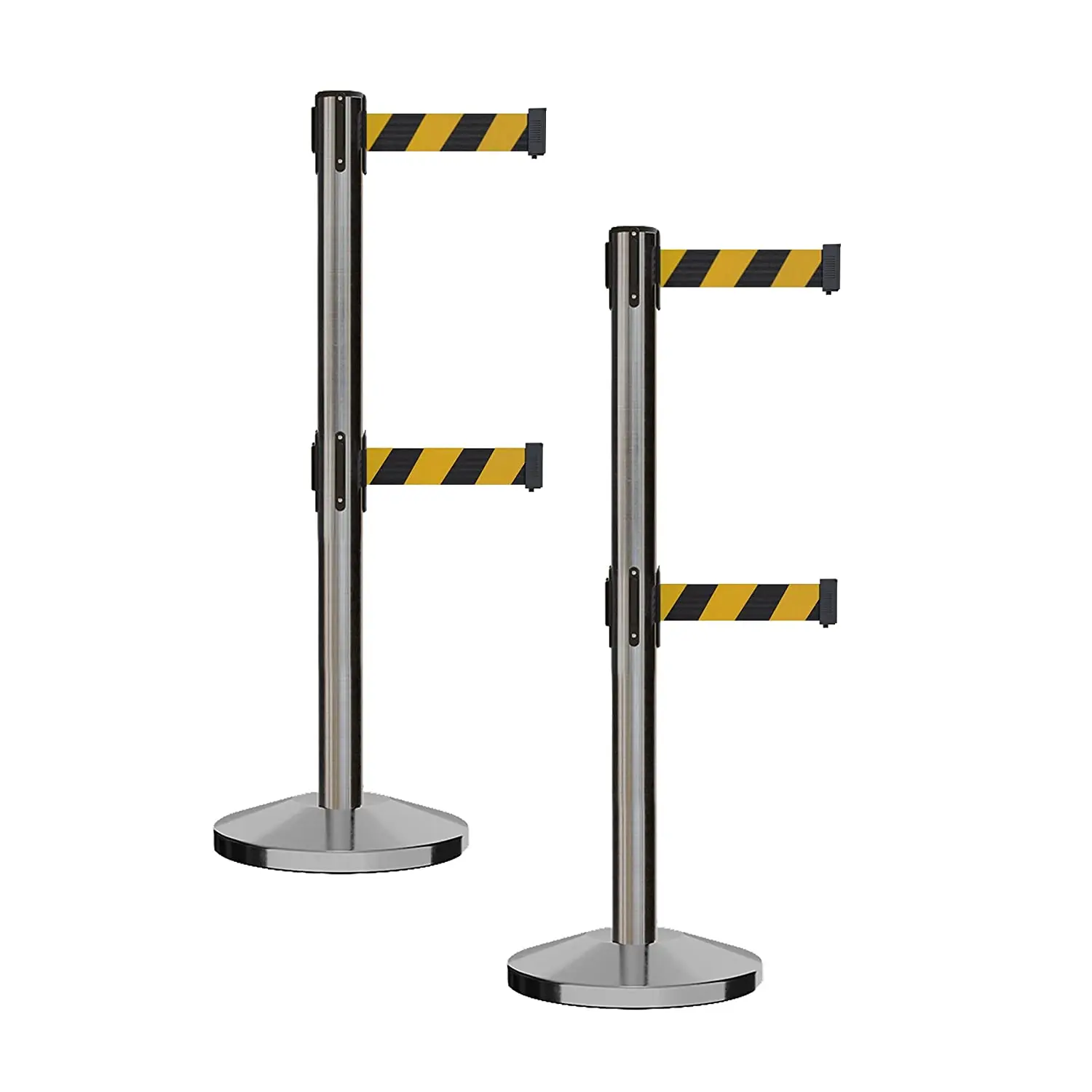 high quality Silver Finished Traffic and Crowd Control Retractable Dual Belt Barrier For Outdoor indoor Uses