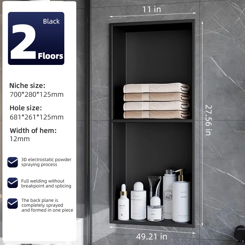 Fan Da Modern Stainless Steel Wall-Mounted Built-In Display Cabinet Wall Niche Layered Partition Shelf Rack Storage Hollow Wall