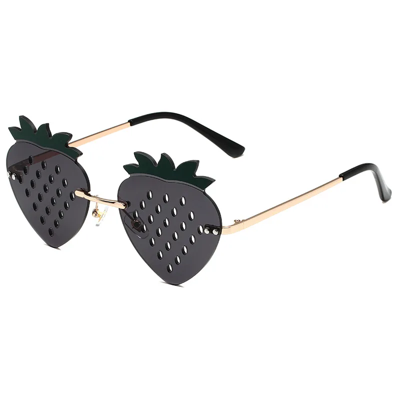 Fashion Metal Unisex Popular Strawberry Sunglasses Candy Color Rimless Sunglasses For Wedding Christmas Party Sunglasses