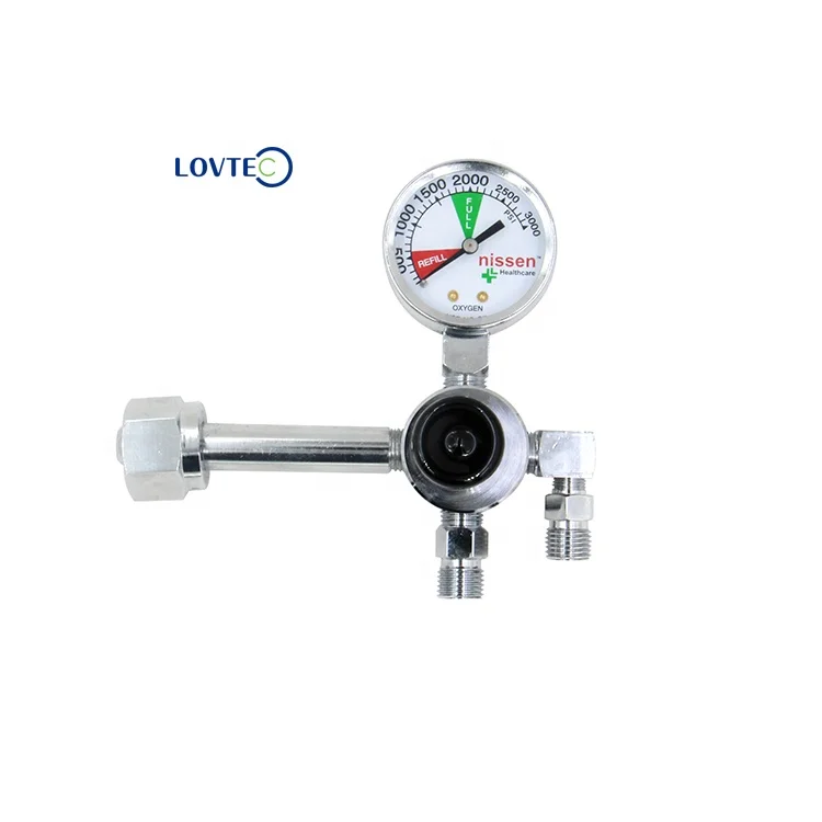 Lovtec Double gauge pressure reducer with flow meter gauge medical oxygen regulator