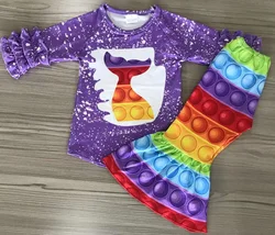 Wholesale custom Girls boutique Cute and comfortable Long sleeve Color  little girl dress outfits