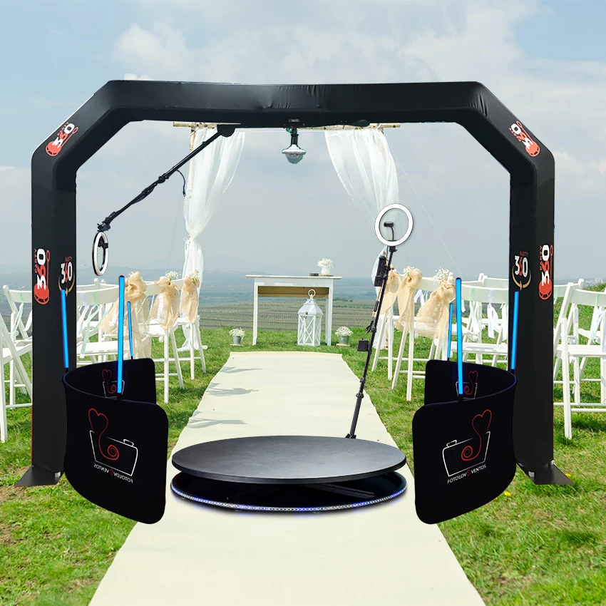 Automatic Rotating 3D Overhead 360 Photo Booth Top Automatic Spinner Photo Booth Selfie Video Machine Camera with Led Fill Light