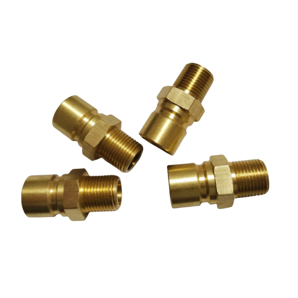 Factory Price hexagon Nipple Brass Male NPT Threaded Straight open type Brass Pipe Fittings