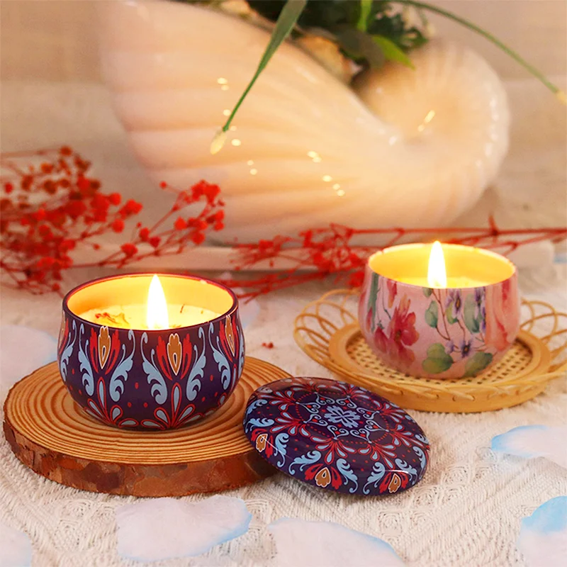 Iron Can Scented Candles Aroma Soy Wax Candles Exquisite Dried Flower Scented Candle