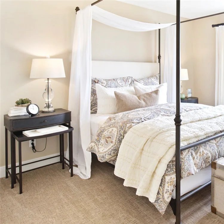 High Quality Hotel Collection White Bed Scarf and Runners 100% Polyester Canopy Bed Sheets Grade A Plain Dyed Design