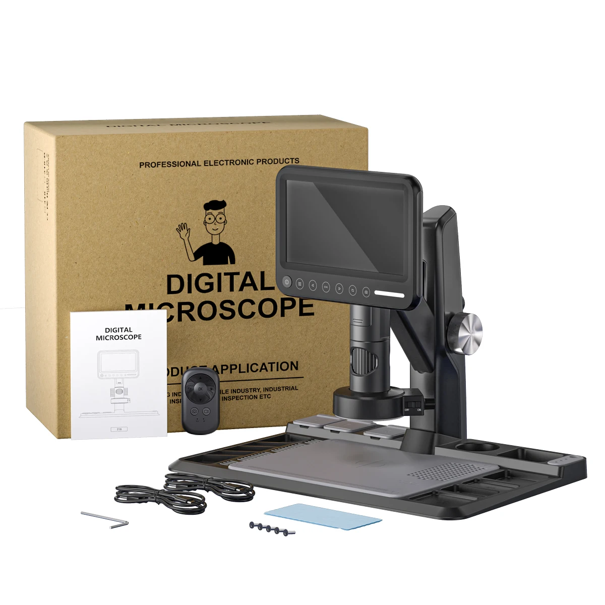 INSKAM 318-A HD 12MP 1600X Microscope 7inch LCD Soldering Welding Digital Electron Microscope with LCD Screen