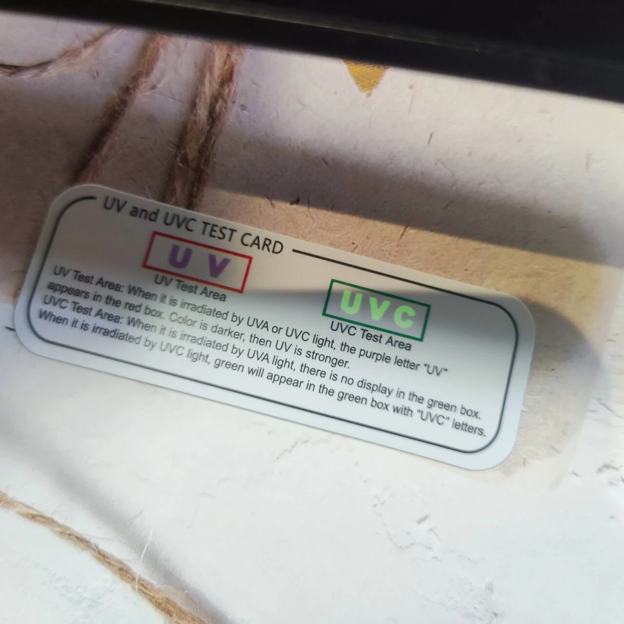 UVC Disinfection Lamp Test Card LED UV Strength Card for Gift Giving