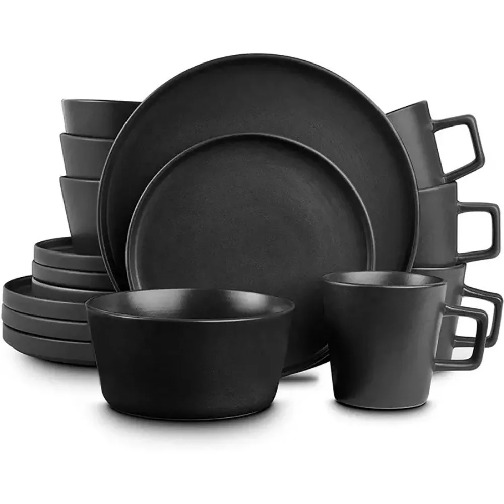 Jinbaijia Nordic Simple And Luxury Elegant Handmade Modern Matte Classic Top 10 Black Creative Ceramic Dinnerware Set