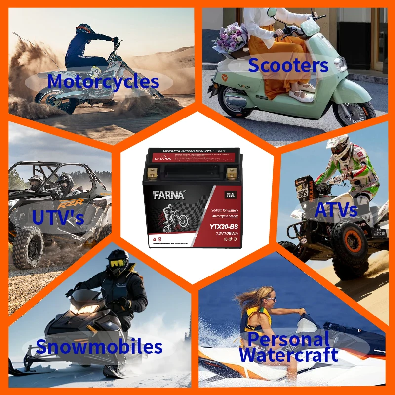 Chinese factory 9ah YTX20 Large Capacity durable resistance 108wh With BMS Motorcycle Battery Sodium-Ion