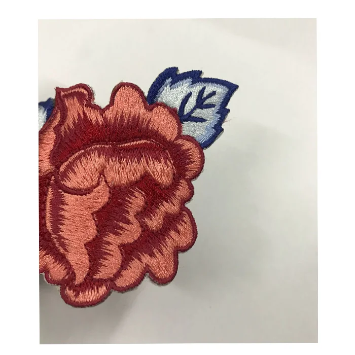 Custom 3D Flower Red Rose embroidery patches applique embroidery flower patches