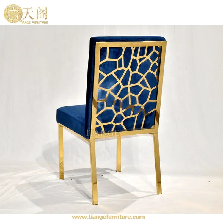Роскошная итальянская мебель для столовой Современный синий бархатный обеденный стул золотого цвета