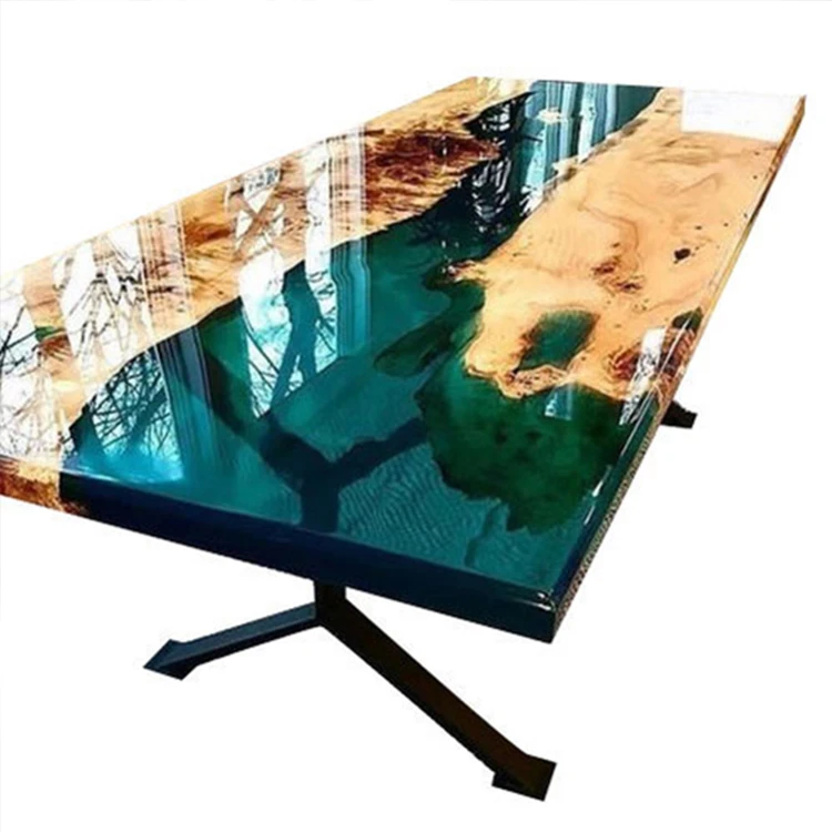 Epoxy Resin Table Walnut Unique River Restaurant Dining Wooded Tops Table Clear Epoxy Resin Table Top