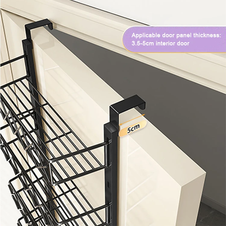 6-Tier Over the Door Pantry Organizer Spice Rack Metal Hanging Wall Mounted Household Kitchen Sundries Storage Basket