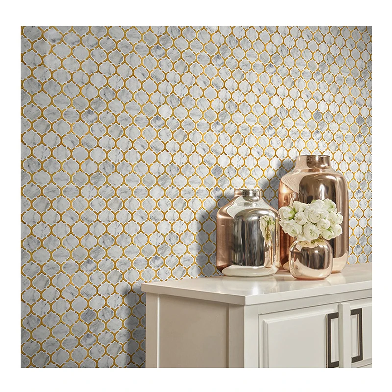 Glazed Wall Golden Ceramics Tiles Lantern Ceramic Mosaic Tile