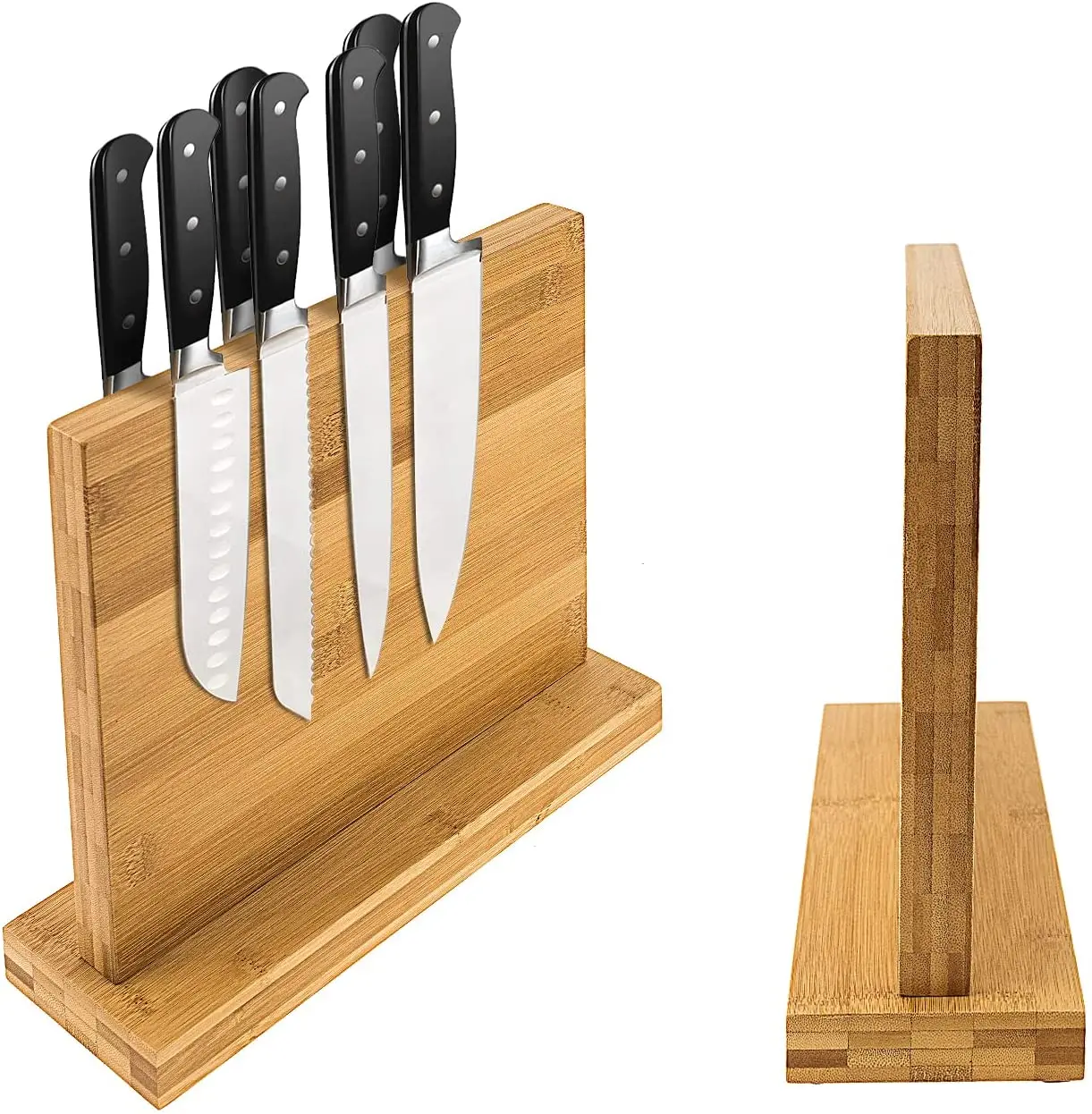 Kitchen Knife Standing Holder Strong Magnetism Bamboo Magnetic Knife Block