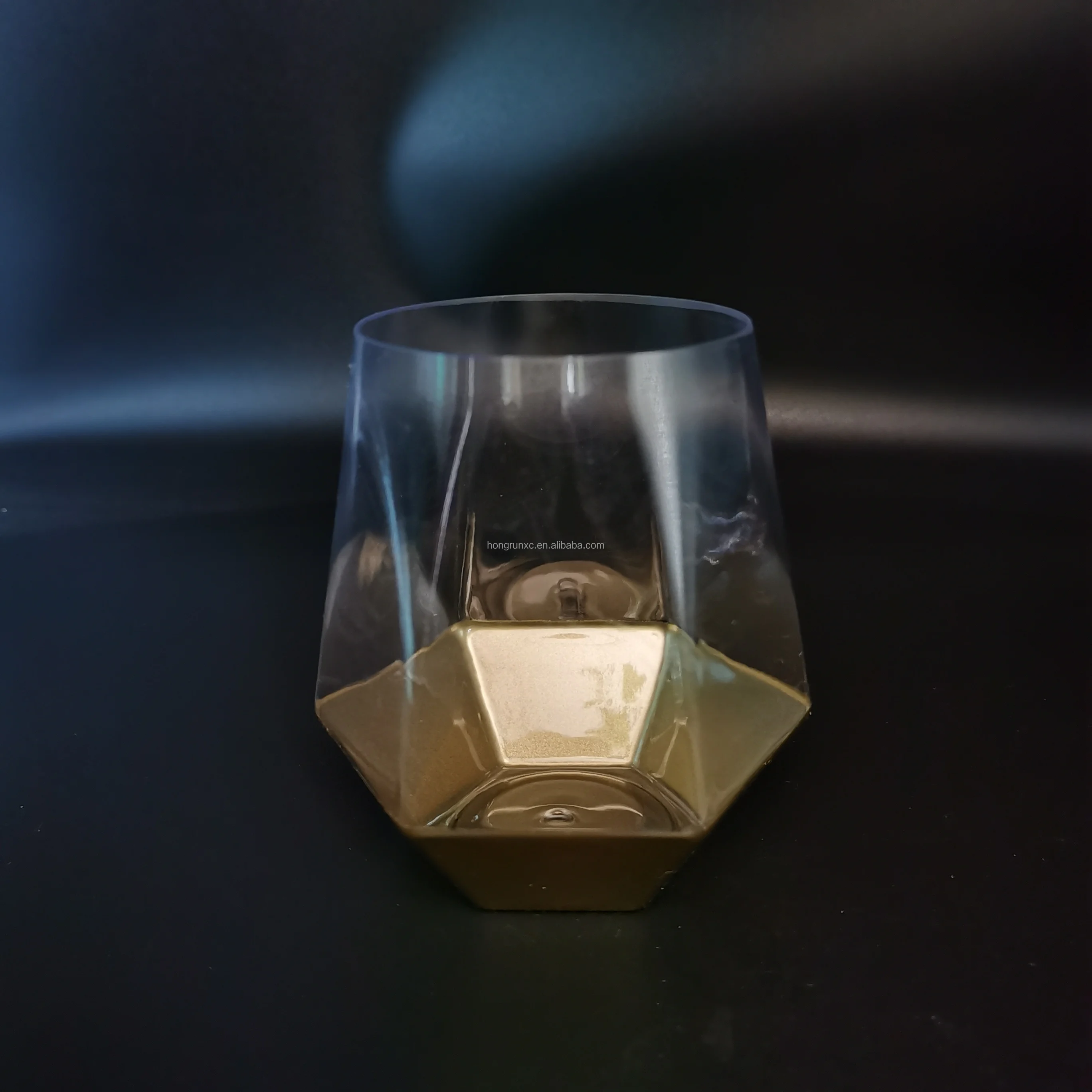 disposable stemless high quality gold rim plastic champagne flutes