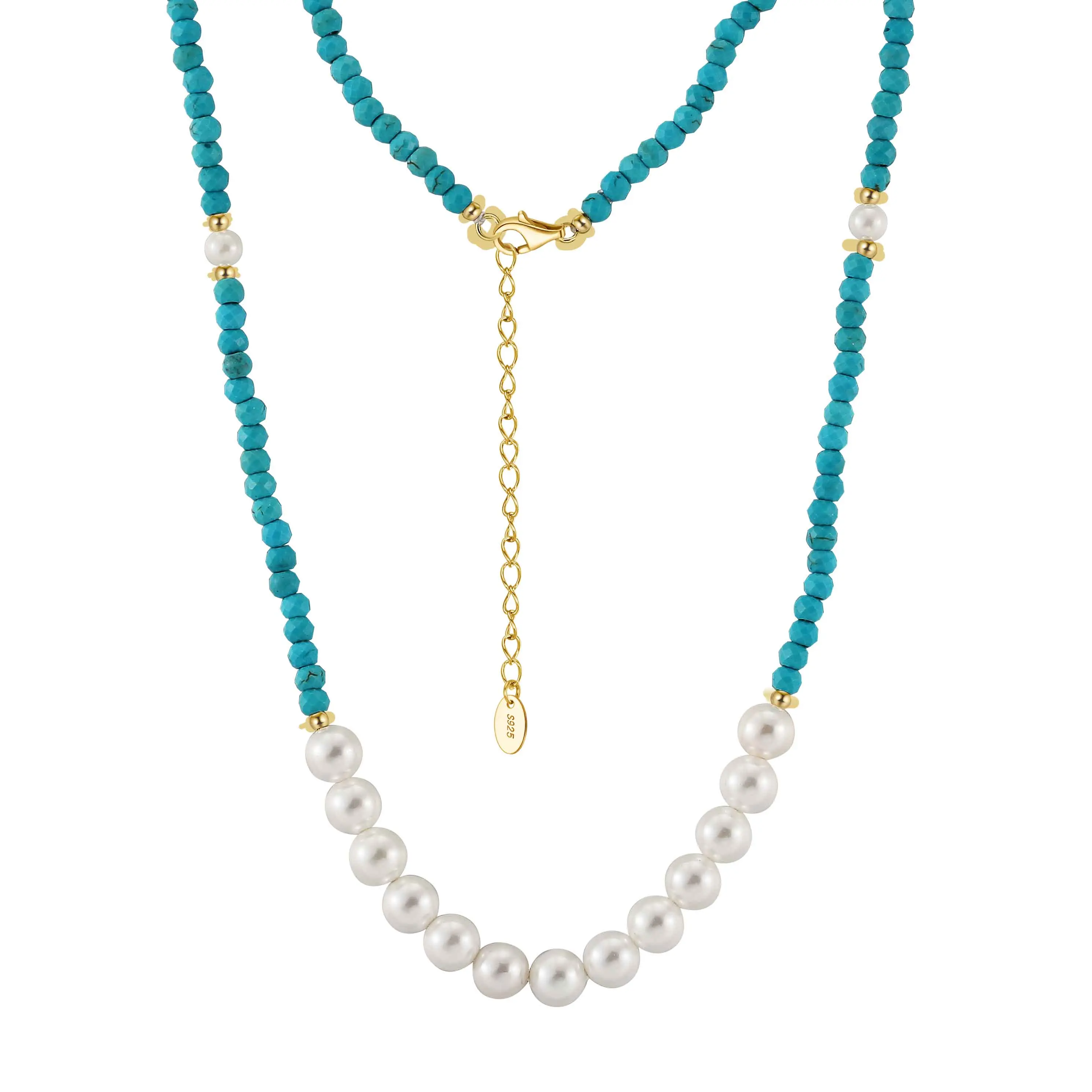 Женское Бусы из натурального камня RINNTIN GMN54 Ювелирное Украшение пресноводного жемчуга 925 бисера серебряное ожерелье