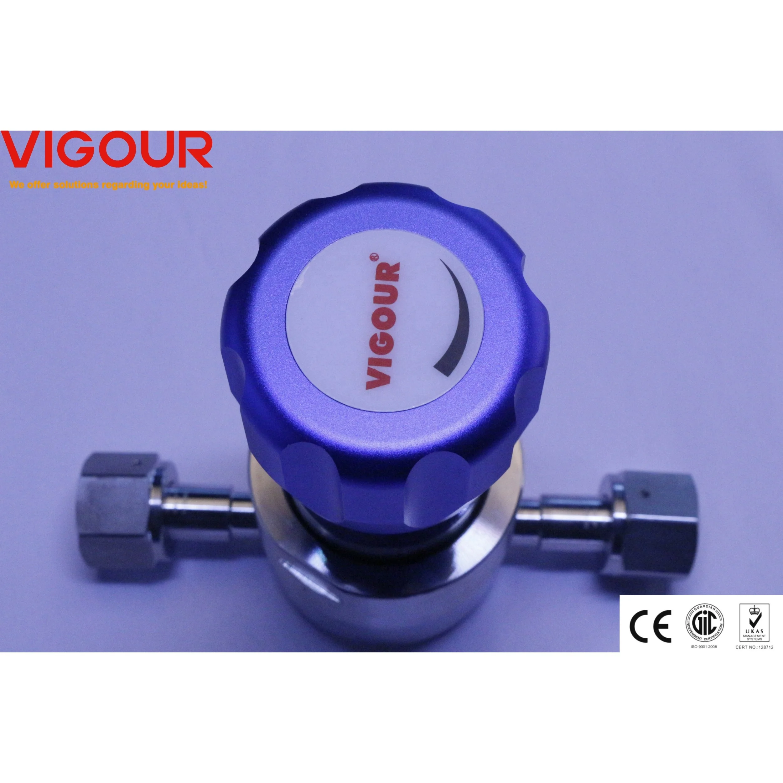 Single-Stage Manual Pressure Regulator High Temperature Diaphragm Ultra High Purity 316L Gas Media Gas Pressure Reducing Valves