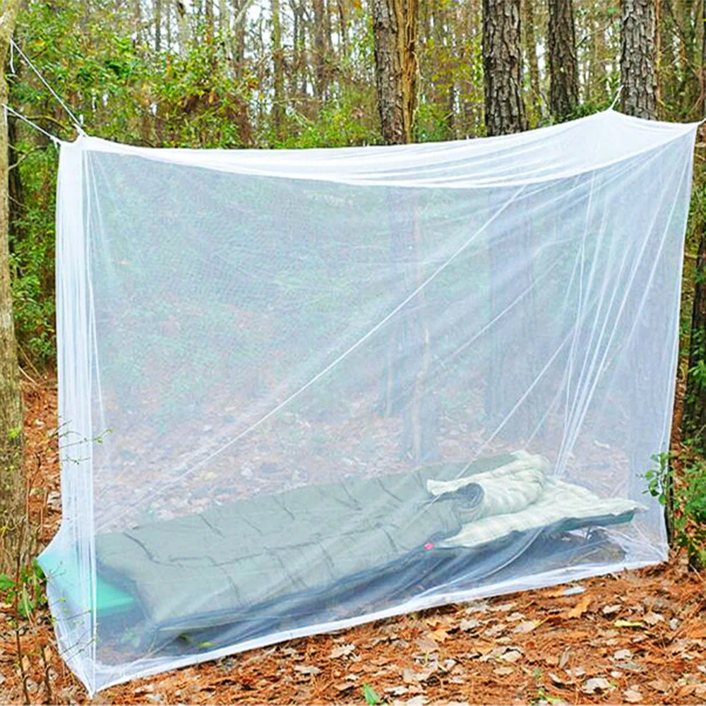 Outdoor Camping Mosquito Net Tactical Single Person Mosquito Nets Green White  Color 90*190*150cm