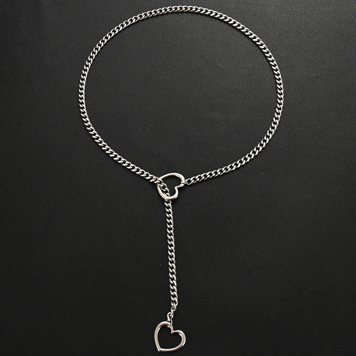 Lady Best Seller Stainless Steel Lariat Cuban Link Chain Custom Fashion Jewelry Heart Slip Chain Necklaces Of Good Quality