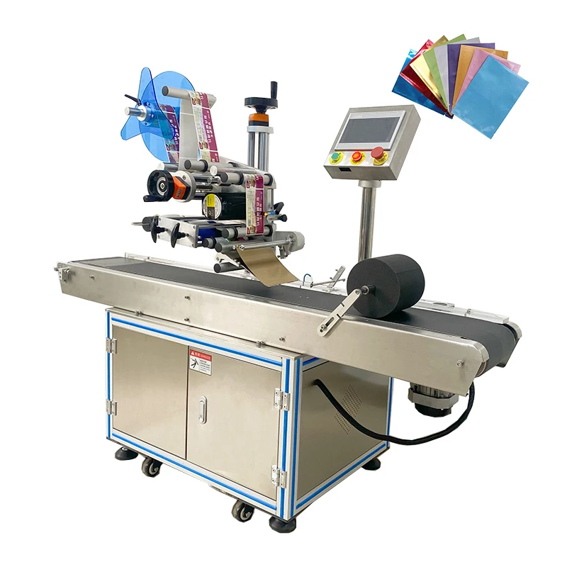High precision automatic flat labeling machine for flat top side surface label applicator
