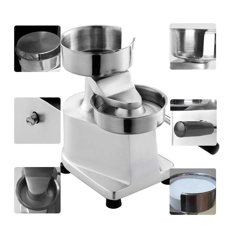 5 inches/130mm Sliver Commercial Hamburger Press Patty Stainless Steel Bowl, Includes 500 Pcs Patty Papers