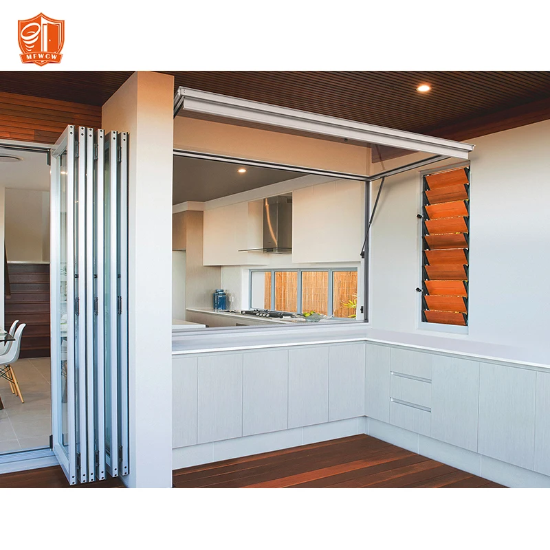 Thermal Break Aluminium Gas Strut Pass Through Windows Top Hung Gas Strut Window Push Out Gas Strut Window For Kitchen Bar