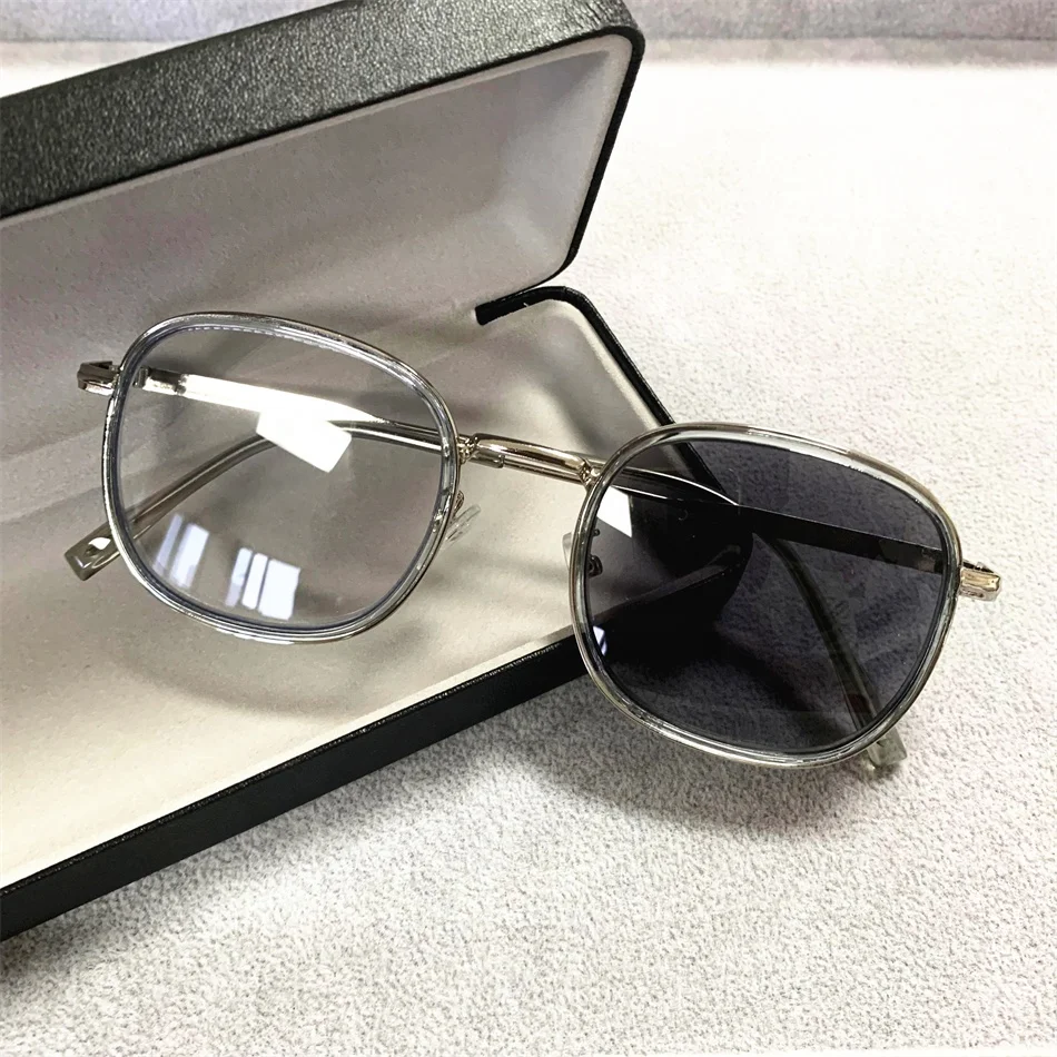 trendy girls women myopia black silver vintage round lunette photogrey anti reflet 2024 computer photochromic blue light glasses