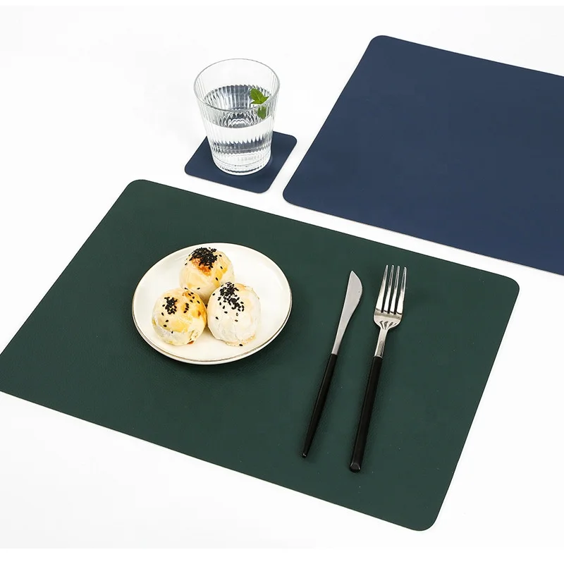 hot sell europe place mats dining table leather table mats and coasters Round Square Faux Printed Pu Leather Placemat