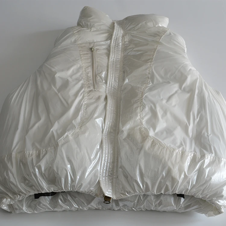 
S-XL Stand Collar 390g Polyester White Winter Quilted Bubble Coat Vest Shiny Puffer Vest Women 