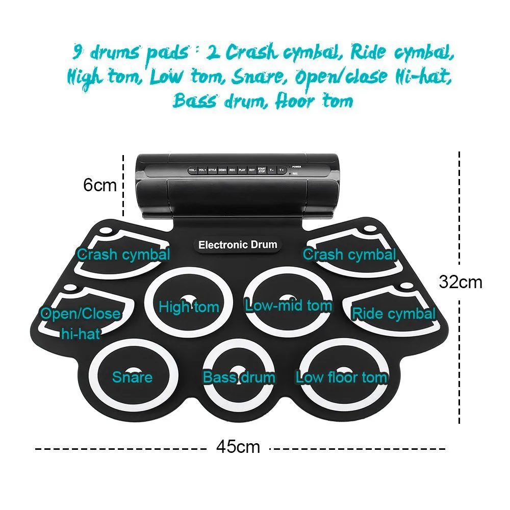 
wholesales Hot Sale Percussion instrument MD-760 thickened silica gel hand roll set drum set USB electronic drum 