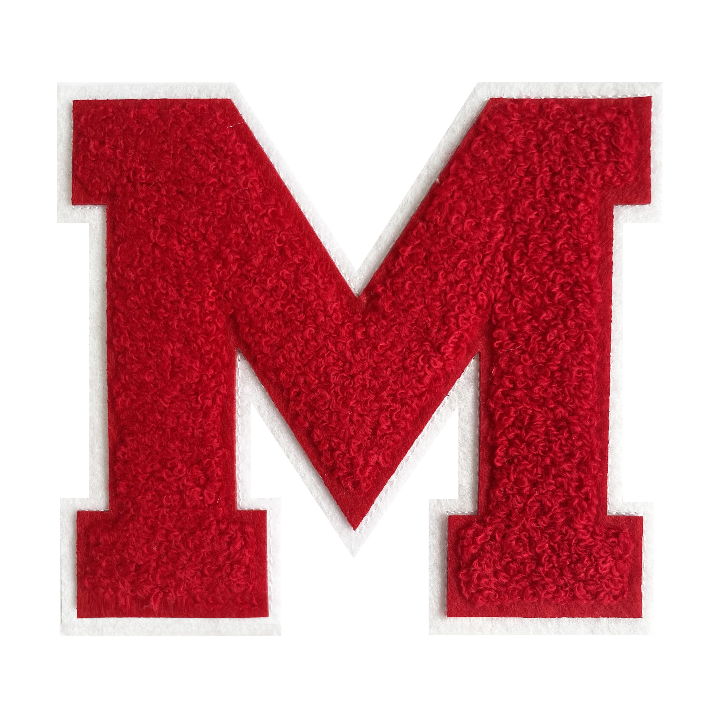 High Quality Stock Fashion Red Letter Chenille Patches Alphabet Badge Towel Embroidery Patches Heat Transfer For Clothing