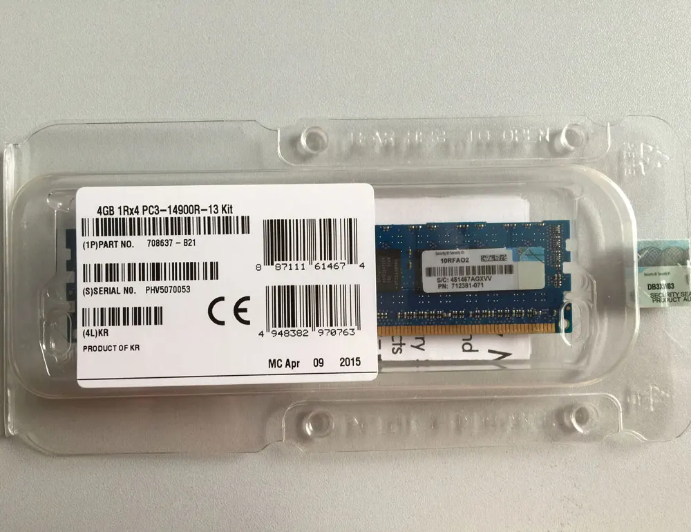 Комплект небуферной памяти 708633-B21 для HP DDR3 4 Гб 1866 МГц