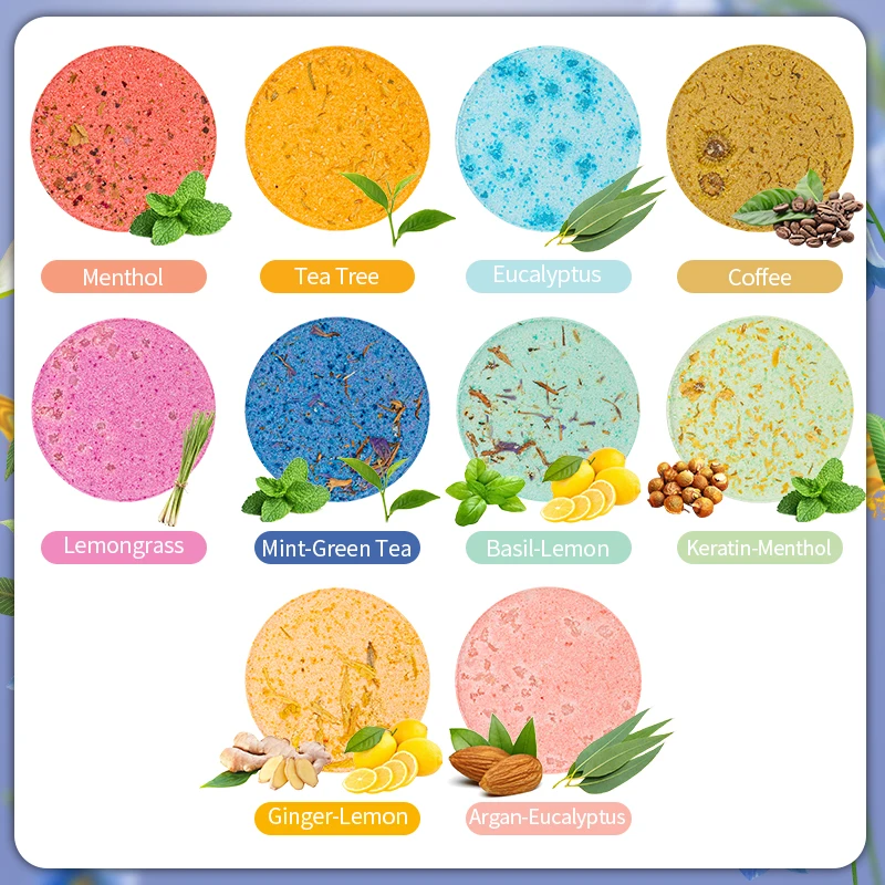 Wholesale Natural Vegan Essential Oils Organic Dried Flowers Bath Shower Bombs Eucalyptus Aromatherapy Shower Steamers Tablets