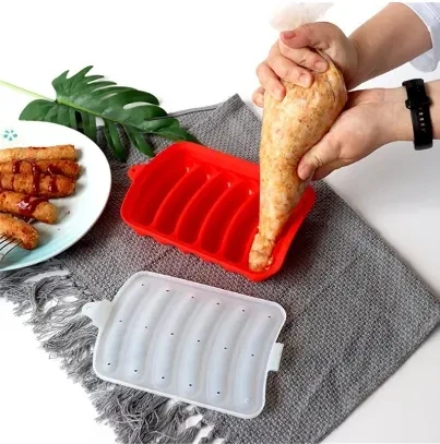 BPA Free DIY 6 Cavity Sausage Molds Food Grade Silicone Sausage Holder Hot Dog Molds Sausage Maker Mold