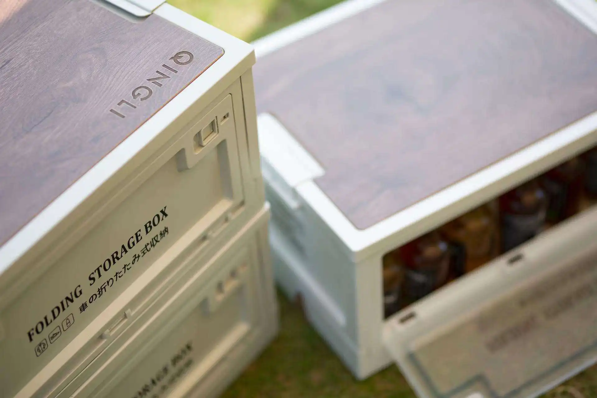 Car Toy Trunk Camping Garden Collapsible Plastic Folding Box With Wooden Lid