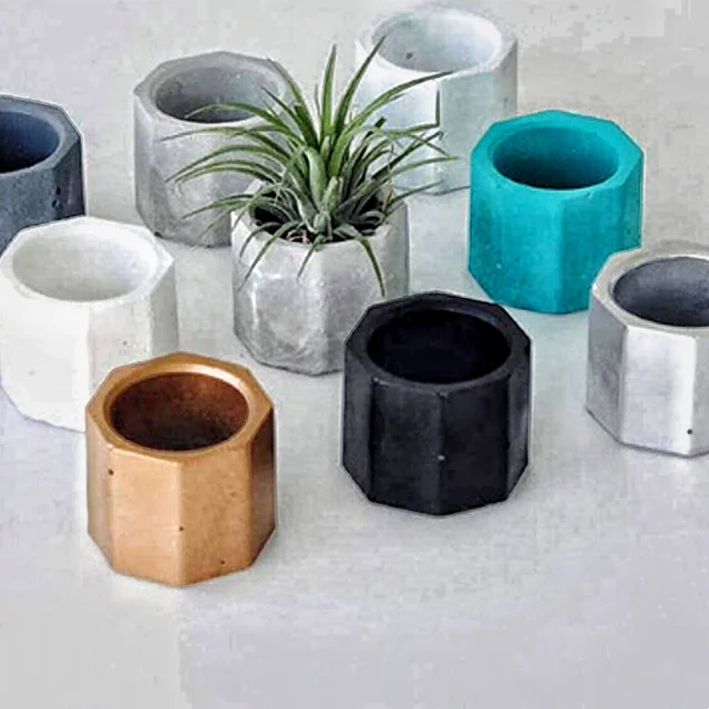 DLI002 Wholesale Octagonal Succulent Flower Pot Concrete Ceramic Clay Silicone Molds Silicone Pot Mould Candle Holder Mould